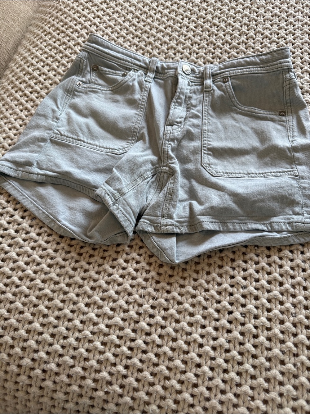 American Eagle Outfitters Light Gray Denim Utility Shorts